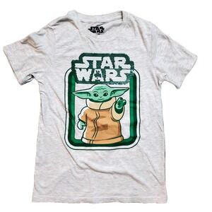 Star Wars Grogu Kids Size Large T-Shirt St. Patrick's Day Sequin Gray Unisex
